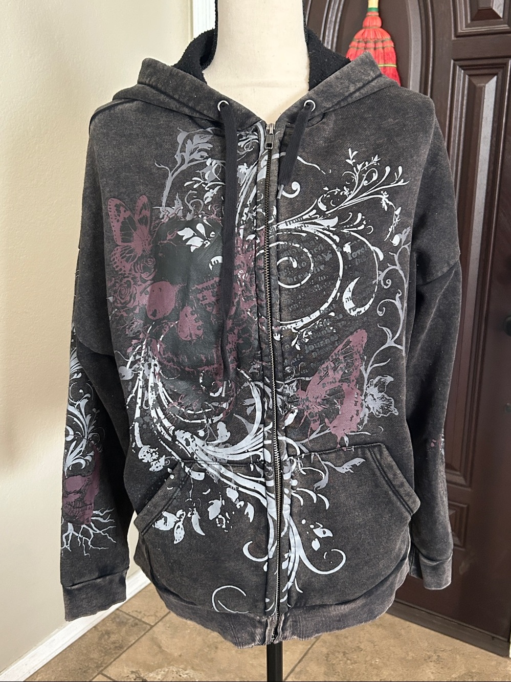 Y2K Social Collision Zip Up Hoodie